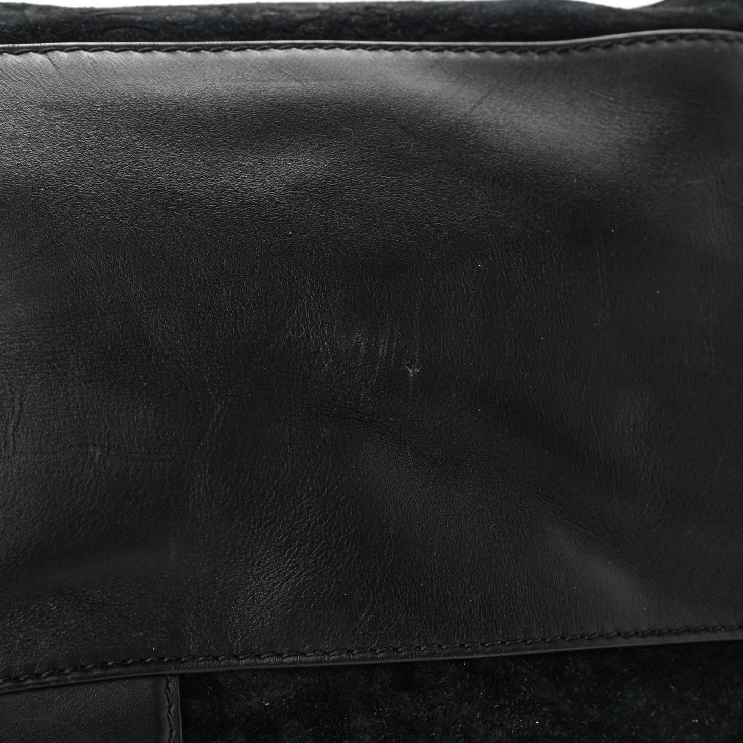 Nubuck Brocade Large Soft Stirrup Shoulder Bag Black