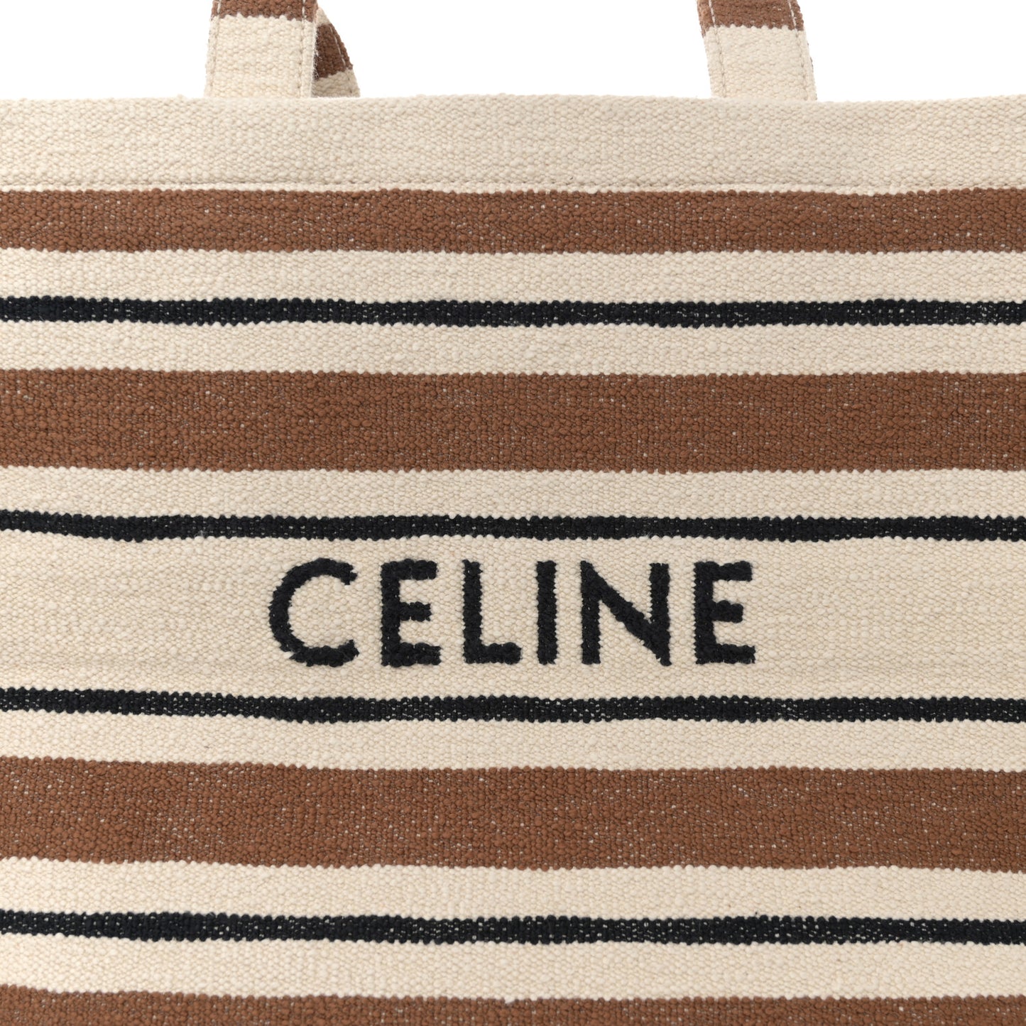 Jacquard Striped Large Cabas Thais White Brown