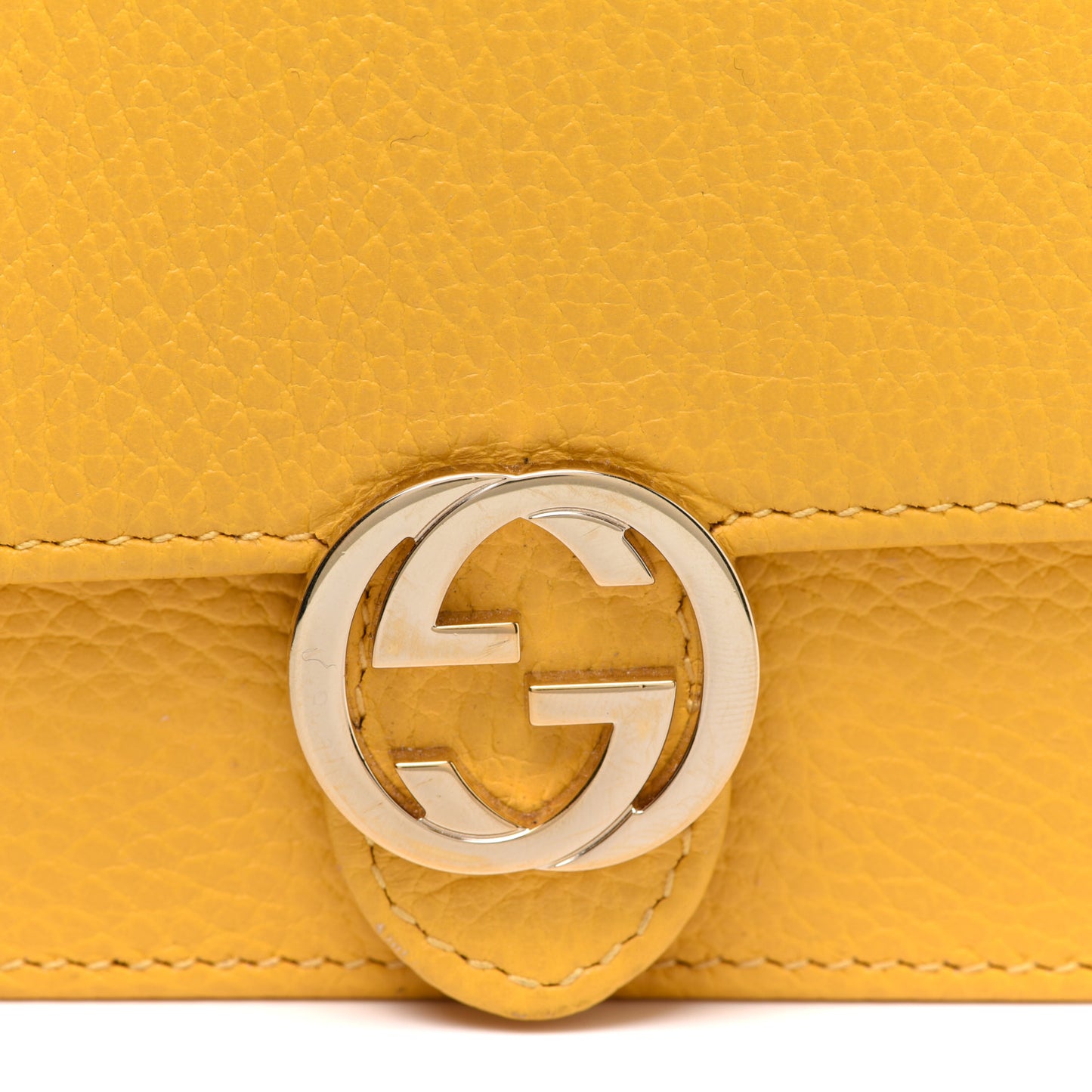 Dollar Calfskin Interlocking G Chain Wallet New Buttercup