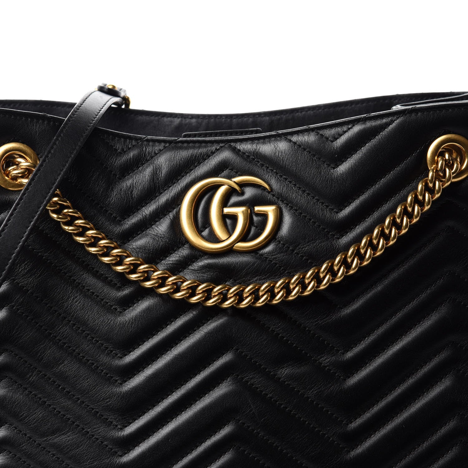 Gucci Calfskin Matelasse Medium GG Marmont Shoulder Tote Bag Black 12 of 12