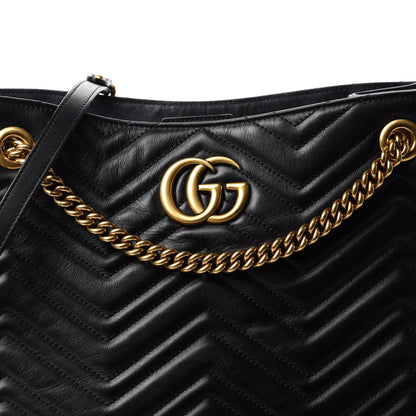 Gucci Calfskin Matelasse Medium GG Marmont Shoulder Tote Bag Black 12 of 12