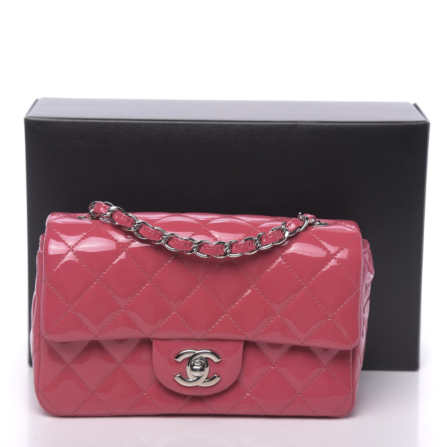 Chanel Patent Quilted Mini Rectangular Flap Fuchsia 11 of 11