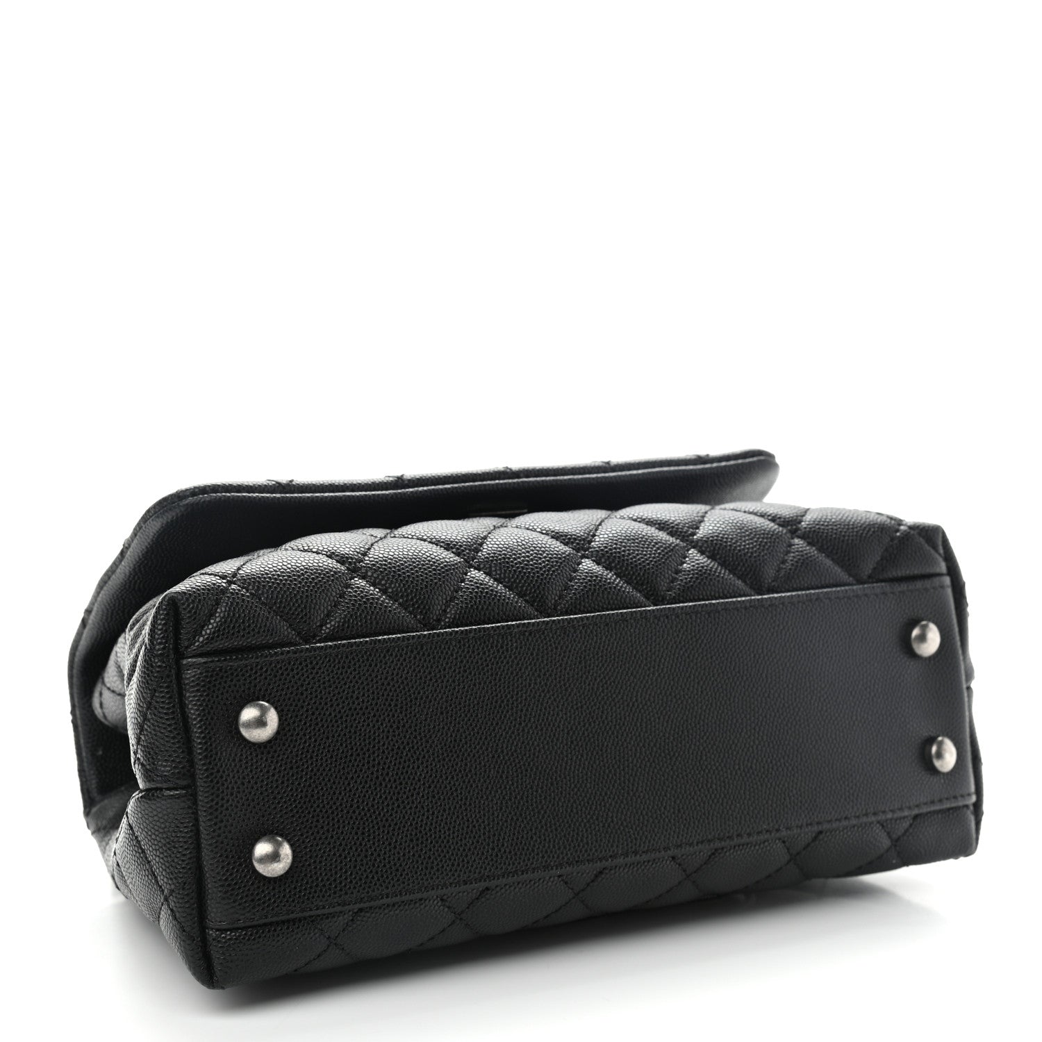 Chanel Caviar Lizard Quilted Mini Coco Handle Flap Black Khaki 4 of 9