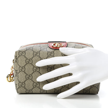 Gucci Soft GG Supreme Monogram Calfskin Medium Ophidia Cosmetic Case Beige Ebony Hibiscus Red 2 of 10