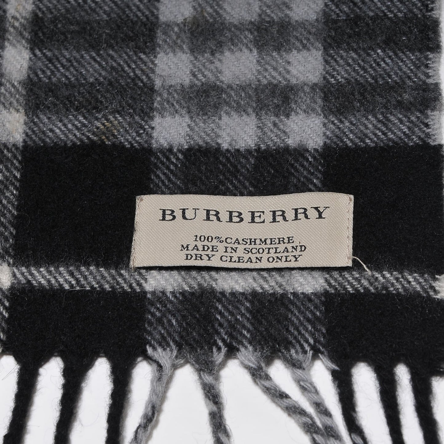 Cashmere Classic Check Fringe Scarf Black