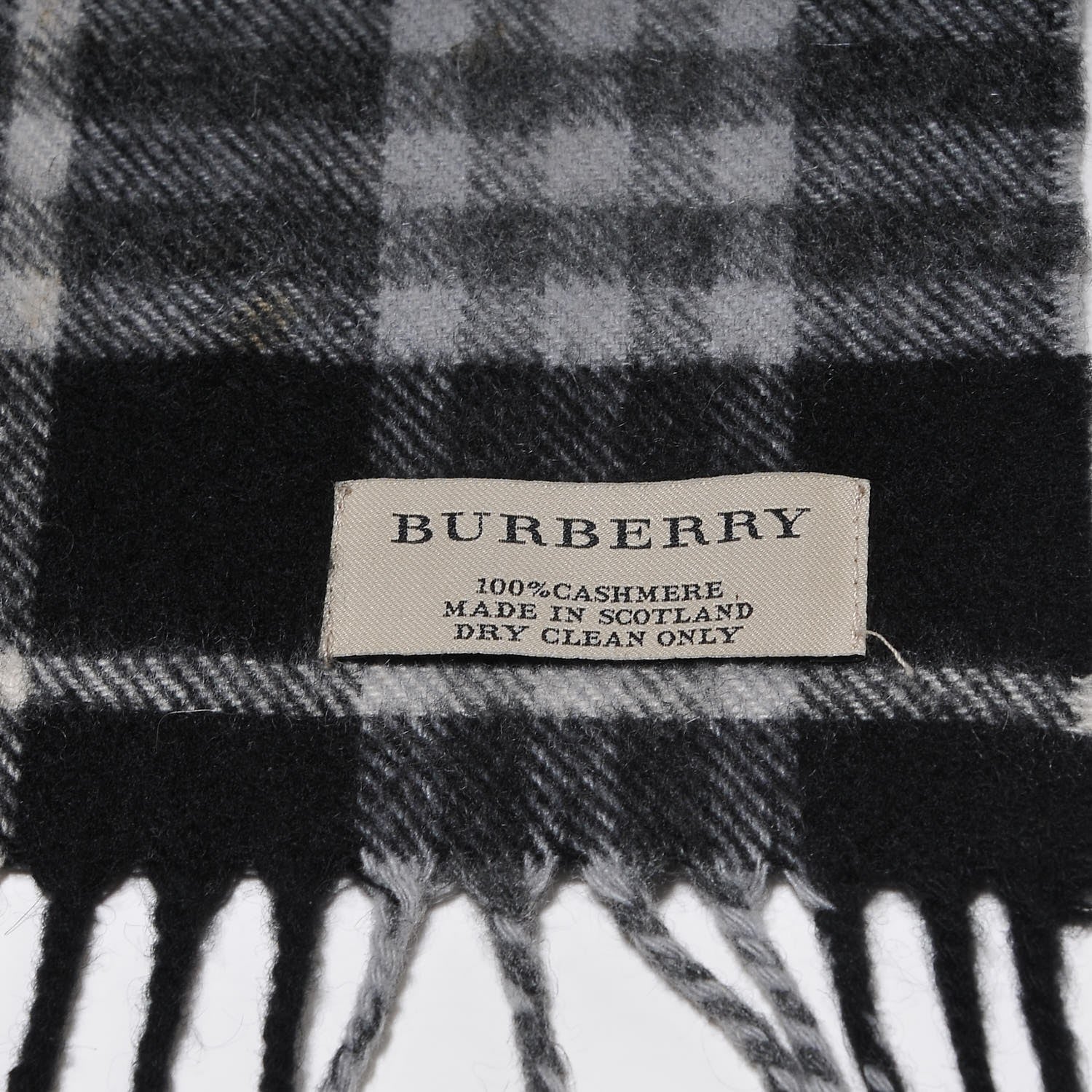 Burberry Cashmere Classic Check Fringe Scarf Black 4 of 5
