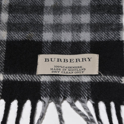 Burberry Cashmere Classic Check Fringe Scarf Black 4 of 5