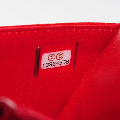 Chanel Lambskin Camellia Embossed Wallet On Chain WOC Red 8 of 8