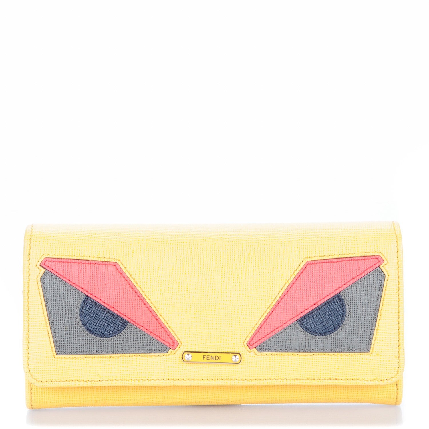 Fendi Vitello Elite Monster Continental Wallet Yellow 1 of 9