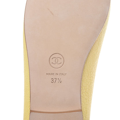 Chanel Iridescent Caviar CC Cap Toe Ballerina Flats 37.5 Yellow 6 of 9