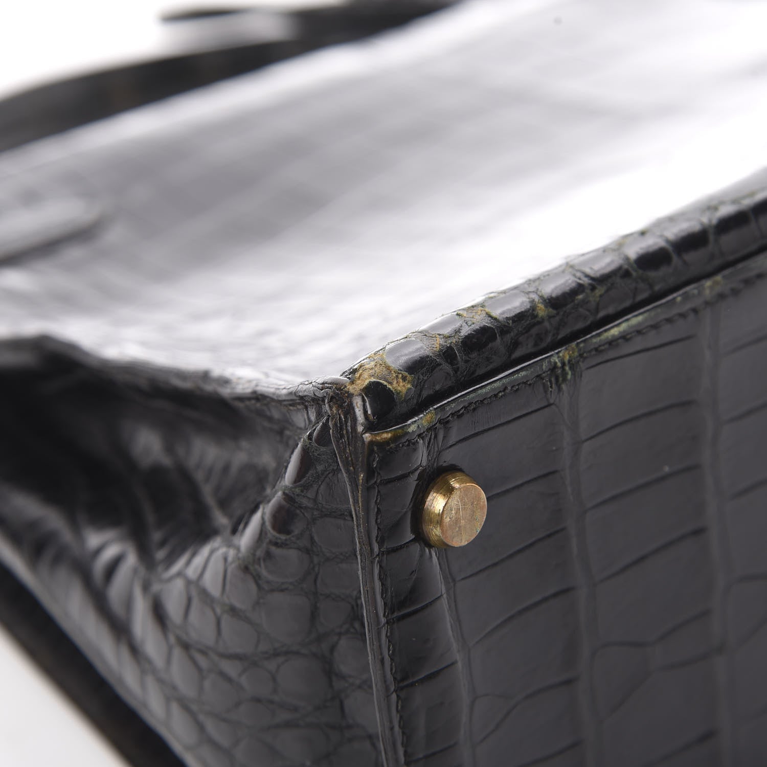 Hermes Shiny Porosus Crocodile Kelly Sellier 32 Black 39 of 50