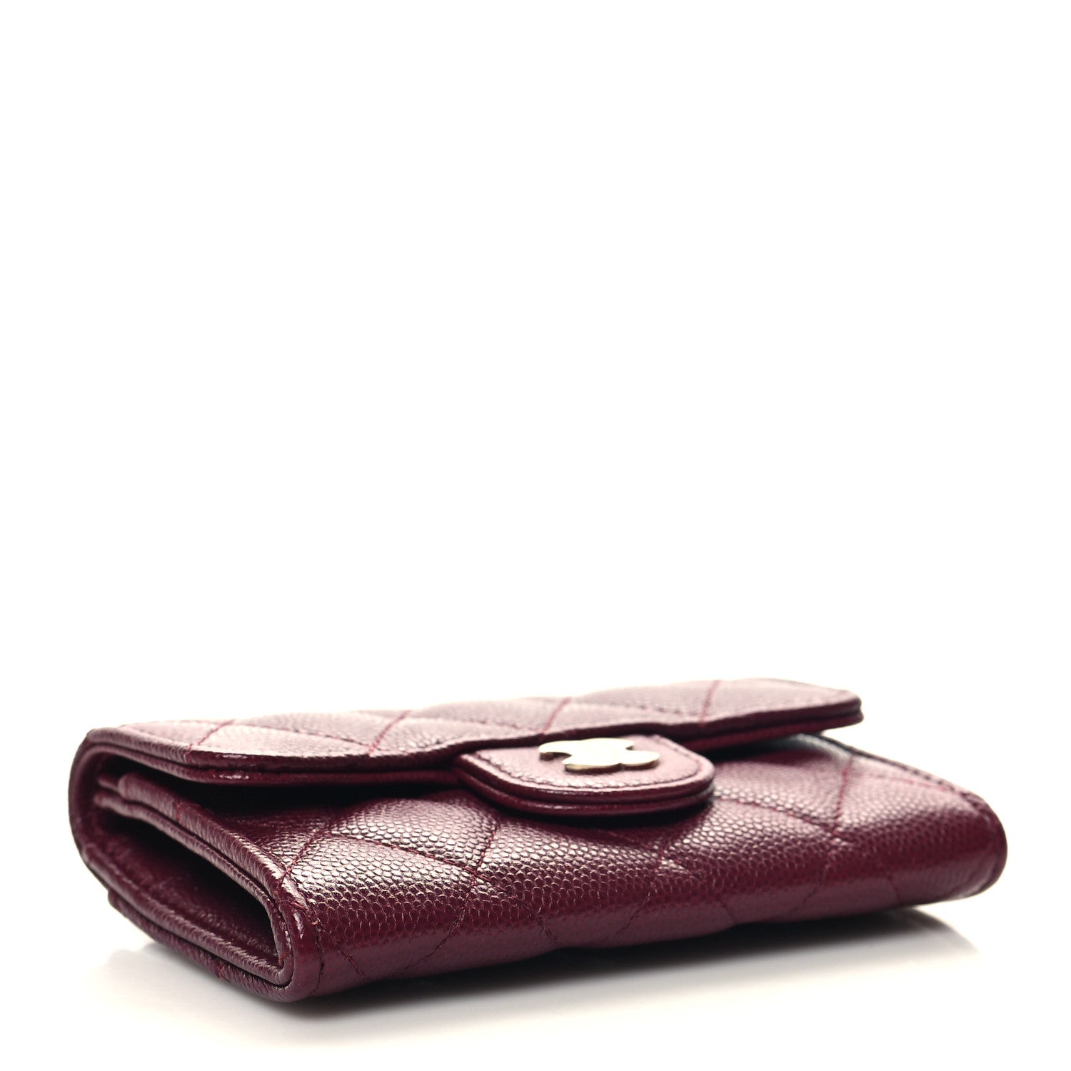 Chanel Caviar Quilted Flap Card Holder Wallet Burgundy 4 of 10