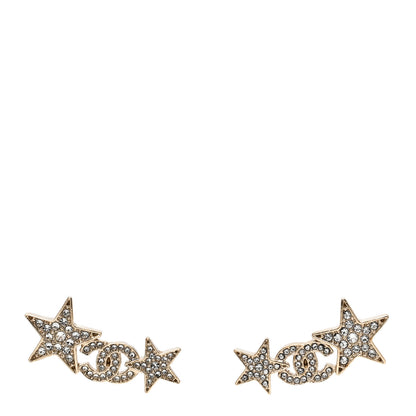 Chanel Crystal Star CC Earrings Gold 1 of 4