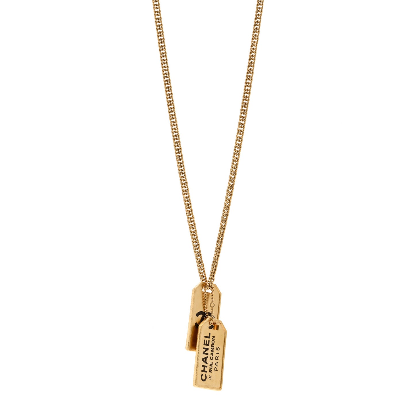 ID Dog Tag Charm Necklace Gold
