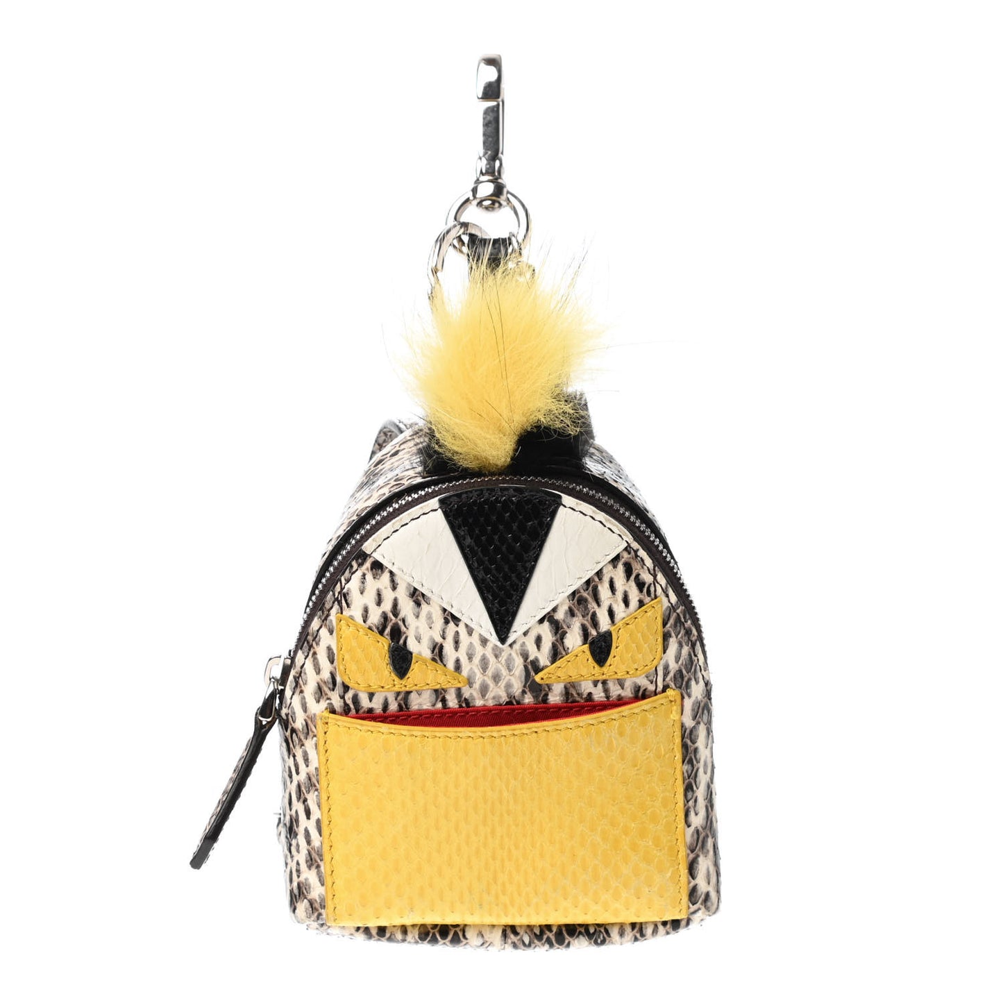 Elaphe Ayers Nutria Fox Fur Monster Eyes Mini Backpack Charm Natural Multicolor Black Sunflower