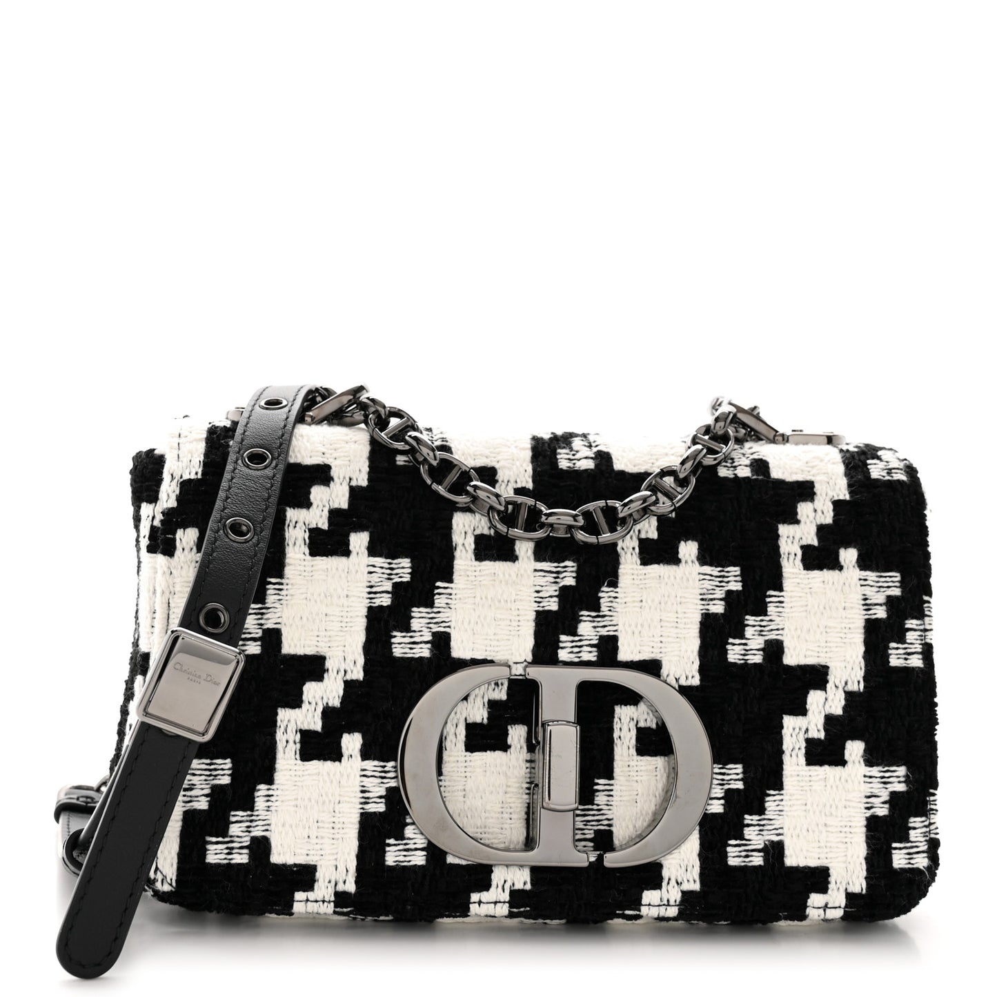 Tweed Macro Houndstooth Small Caro Bag Black White