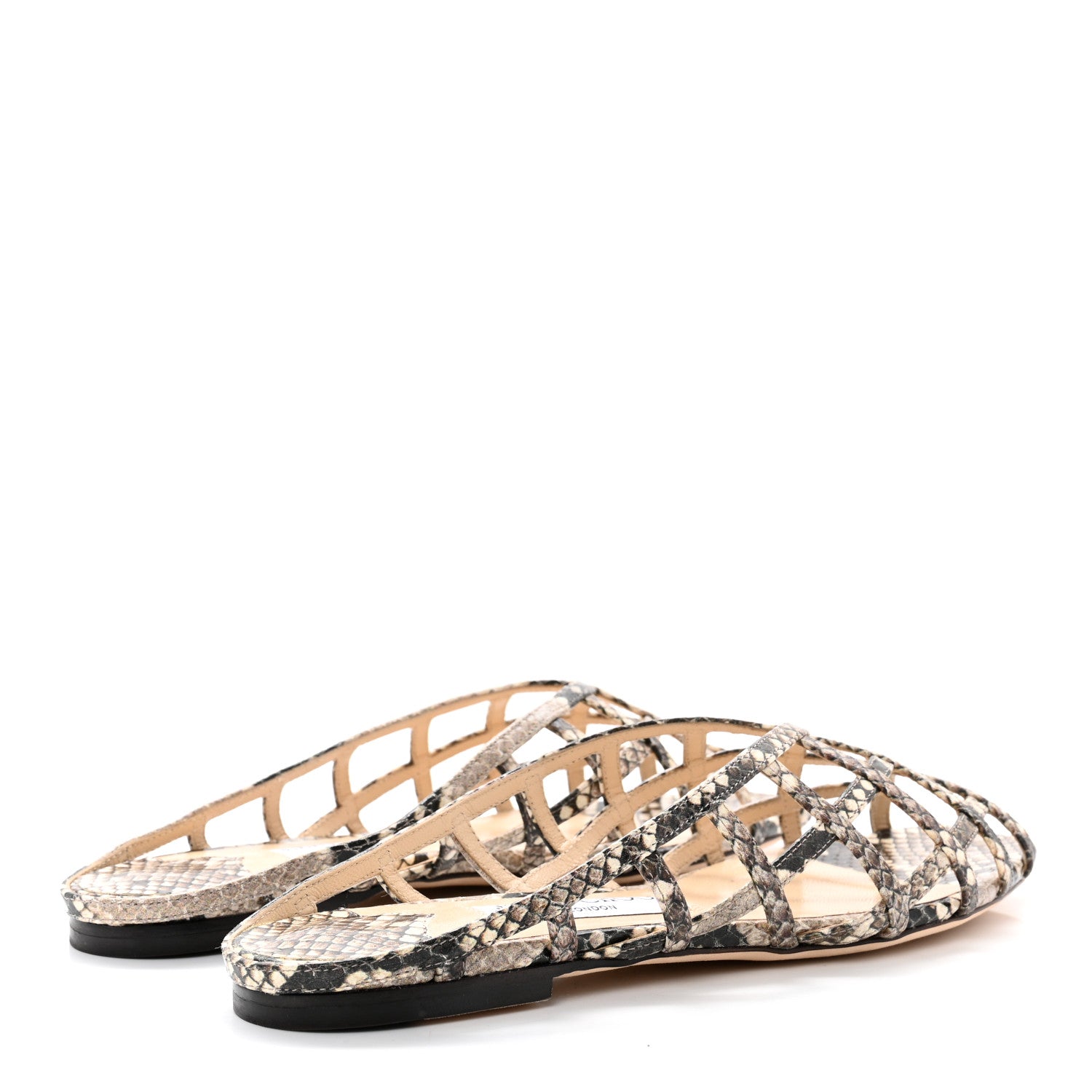 Jimmy Choo Calfskin Snake Print Sai Flat Sandals 38 Natural 4 of 7
