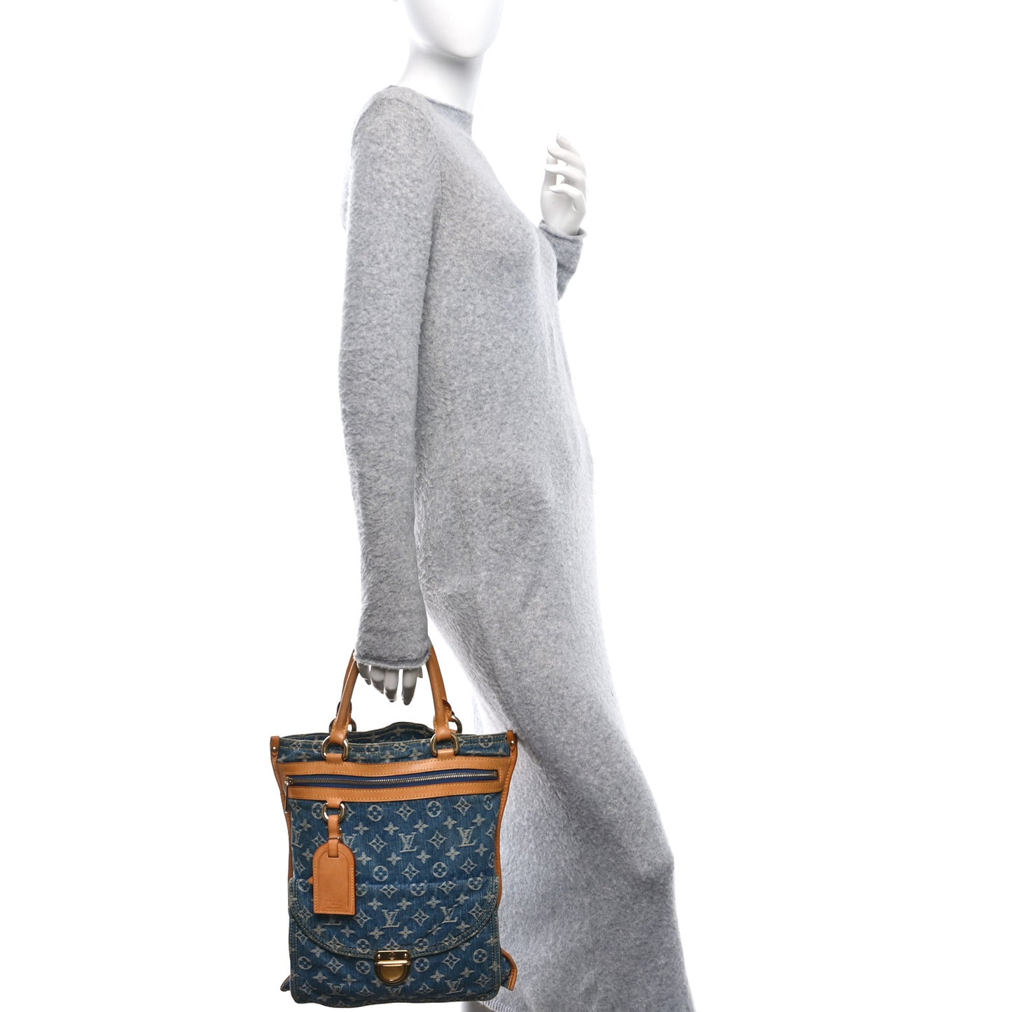 Monogram Denim Sac Plat Blue