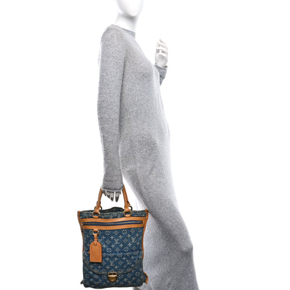 Louis Vuitton Monogram Denim Sac Plat Blue 2 of 11