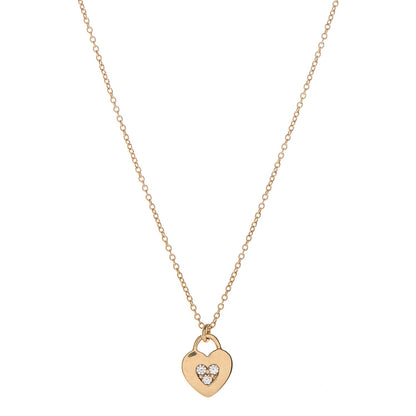 Tiffany 18K Yellow Gold Diamond Mini Heart Lock Pendant Necklace 1 of 5