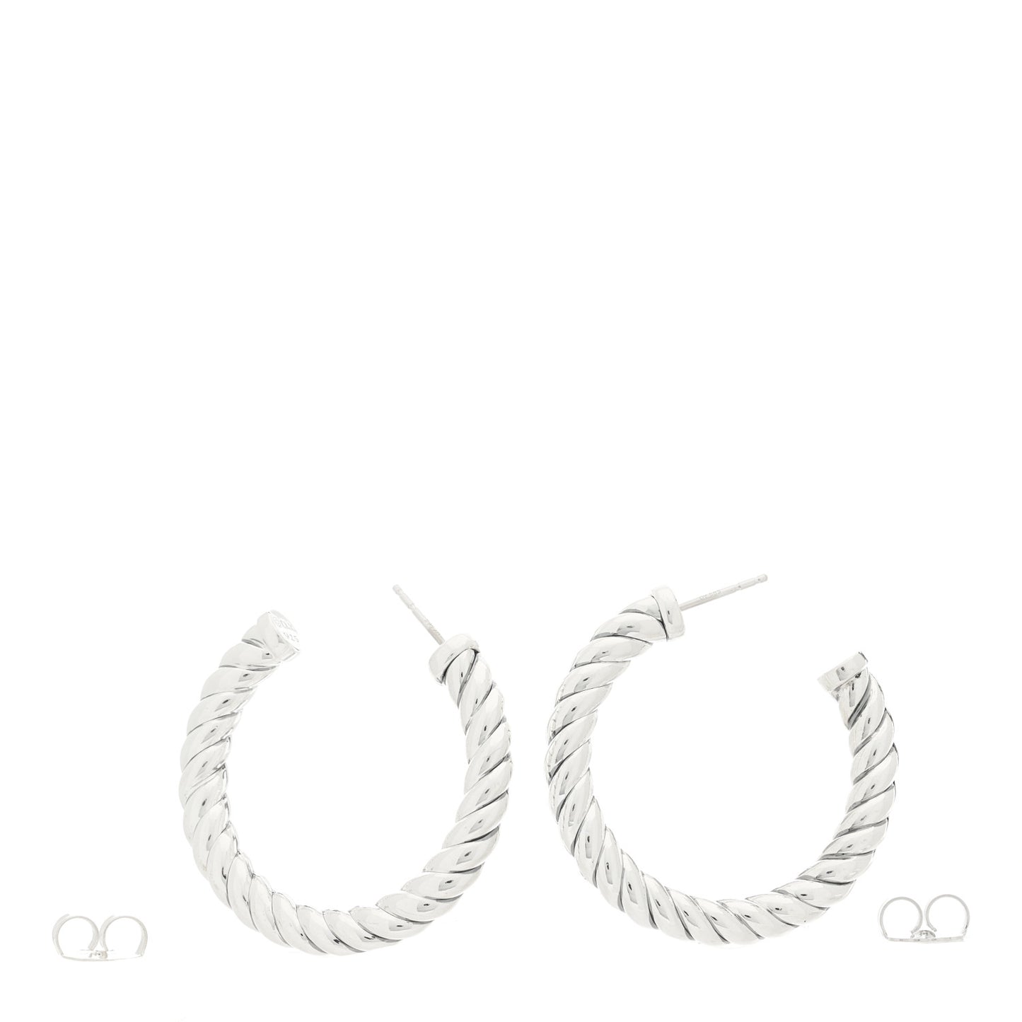 Sterling Silver Sculpted Cable Hoop Earrings