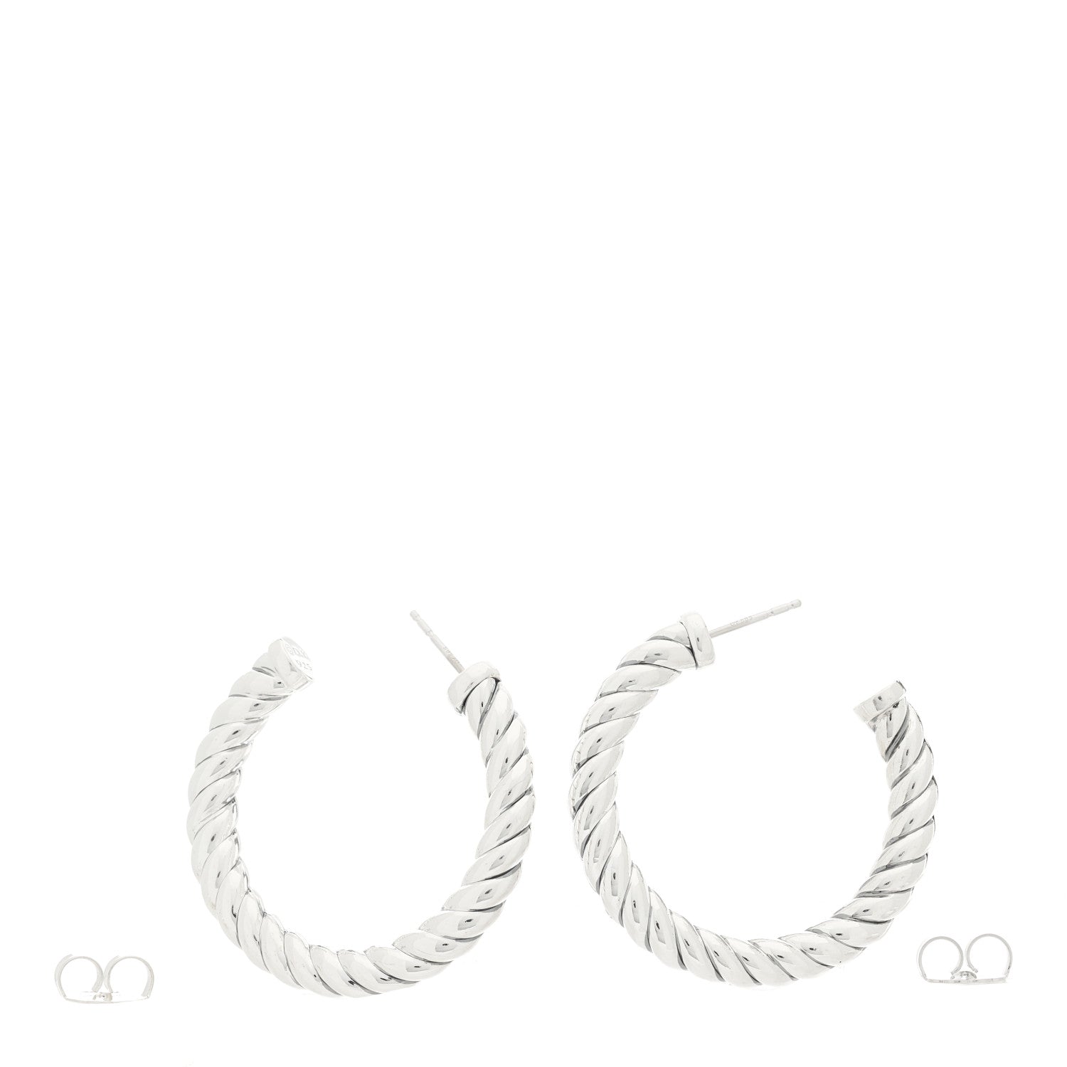 David Yurman Sterling Silver Sculpted Cable Hoop Earrings 3 of 4