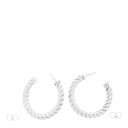 David Yurman Sterling Silver Sculpted Cable Hoop Earrings 3 of 4