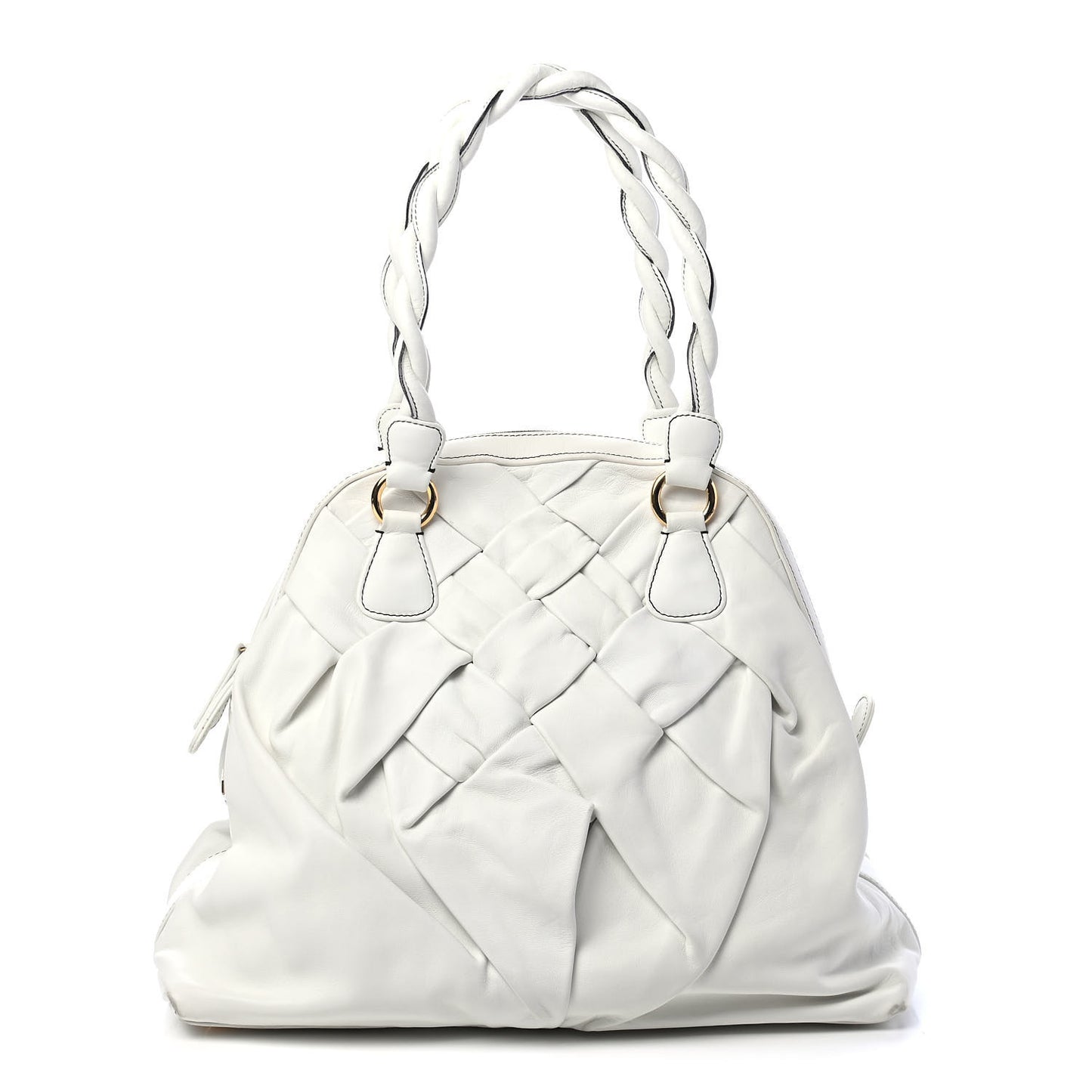 Lambskin Woven Couture Bag White