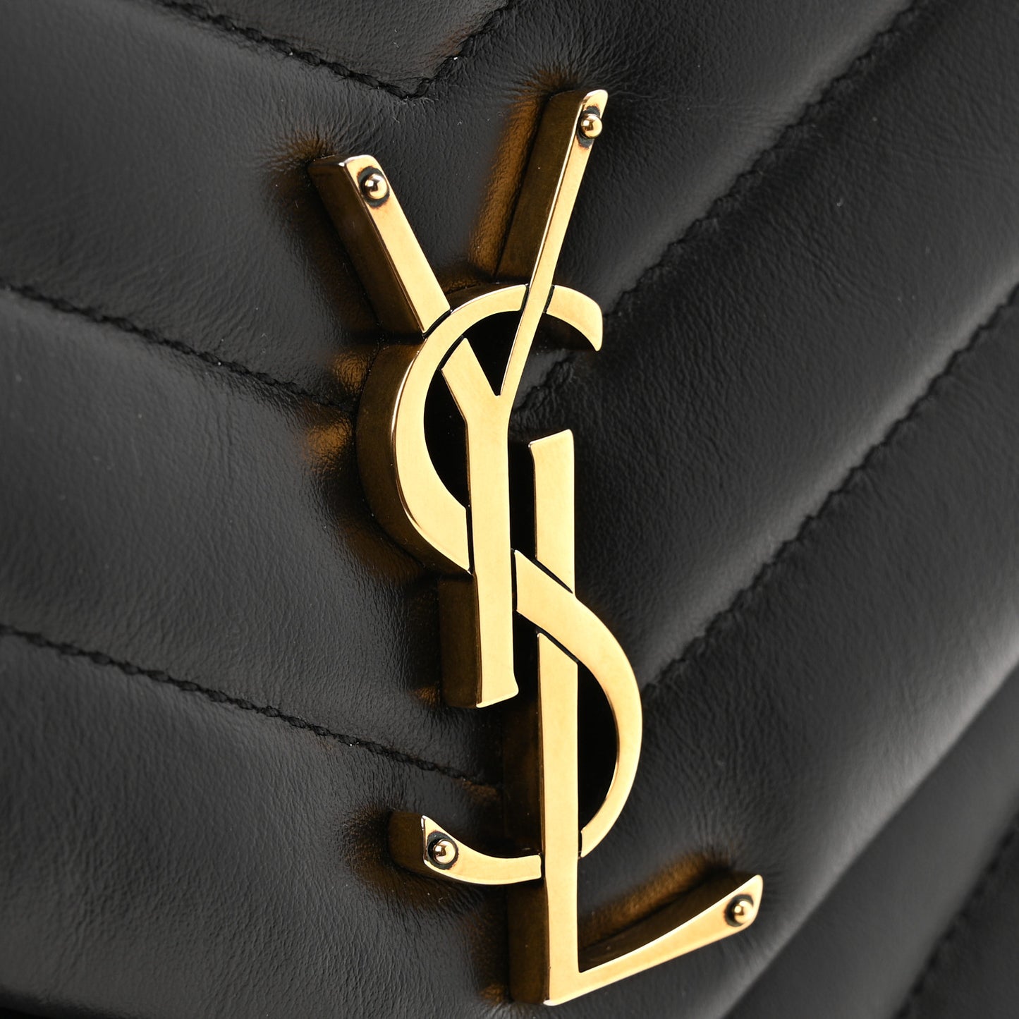 Calfskin Y Quilted Monogram Medium Loulou Chain Satchel Black