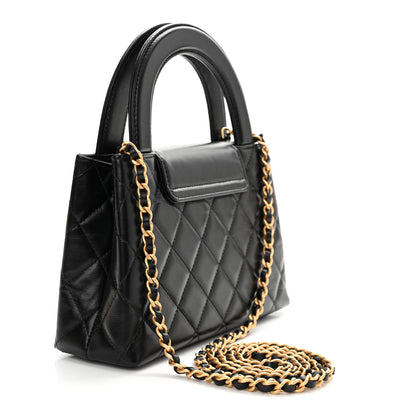 Chanel Shiny Aged Calfskin Quilted Nano Kelly Shopper Black 3 of 11