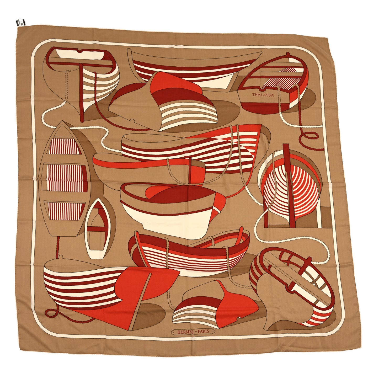 Cashmere Silk Thalassa Shawl 140 Beige Dore Rouge Brique