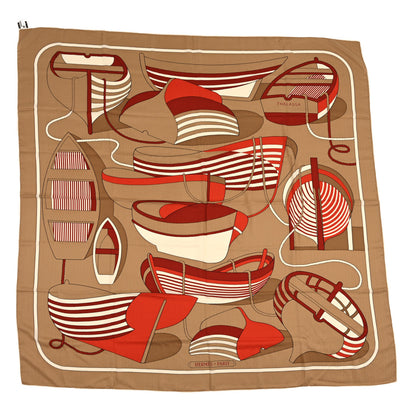 Hermes Cashmere Silk Thalassa Shawl 140 Beige Dore Rouge Brique 1 of 3