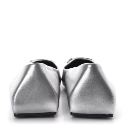 Balenciaga Metallic Calfskin BB Knife Pointy Toe Ballerina Flats 39.5 Silver Hardware 5 of 10
