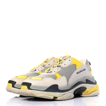 Balenciaga Fabric Mesh Mens Triple S Sneakers 43 Yellow Grey White 3 of 8