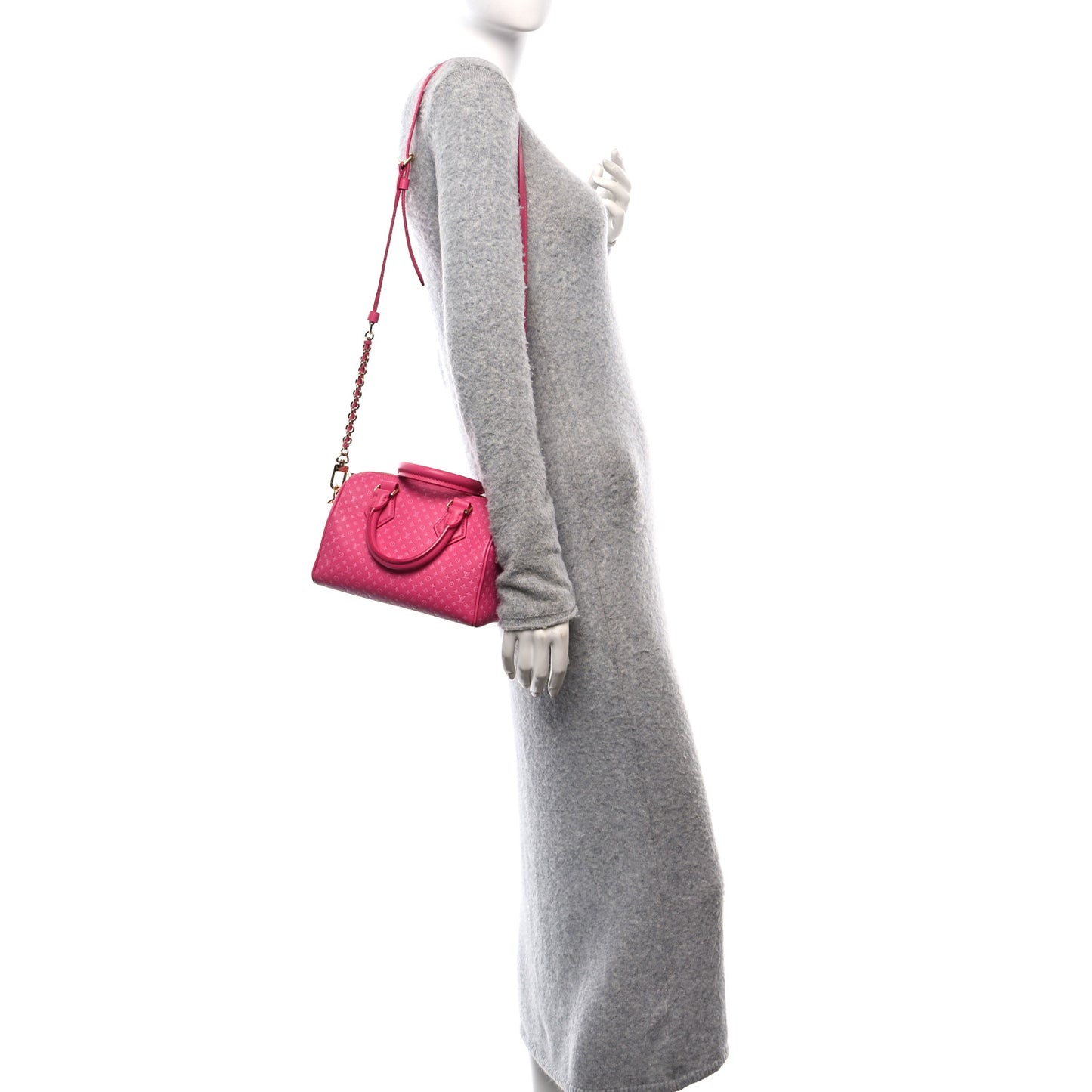 Calfskin Nanogram Embossed Speedy Bandouliere 20 Rose