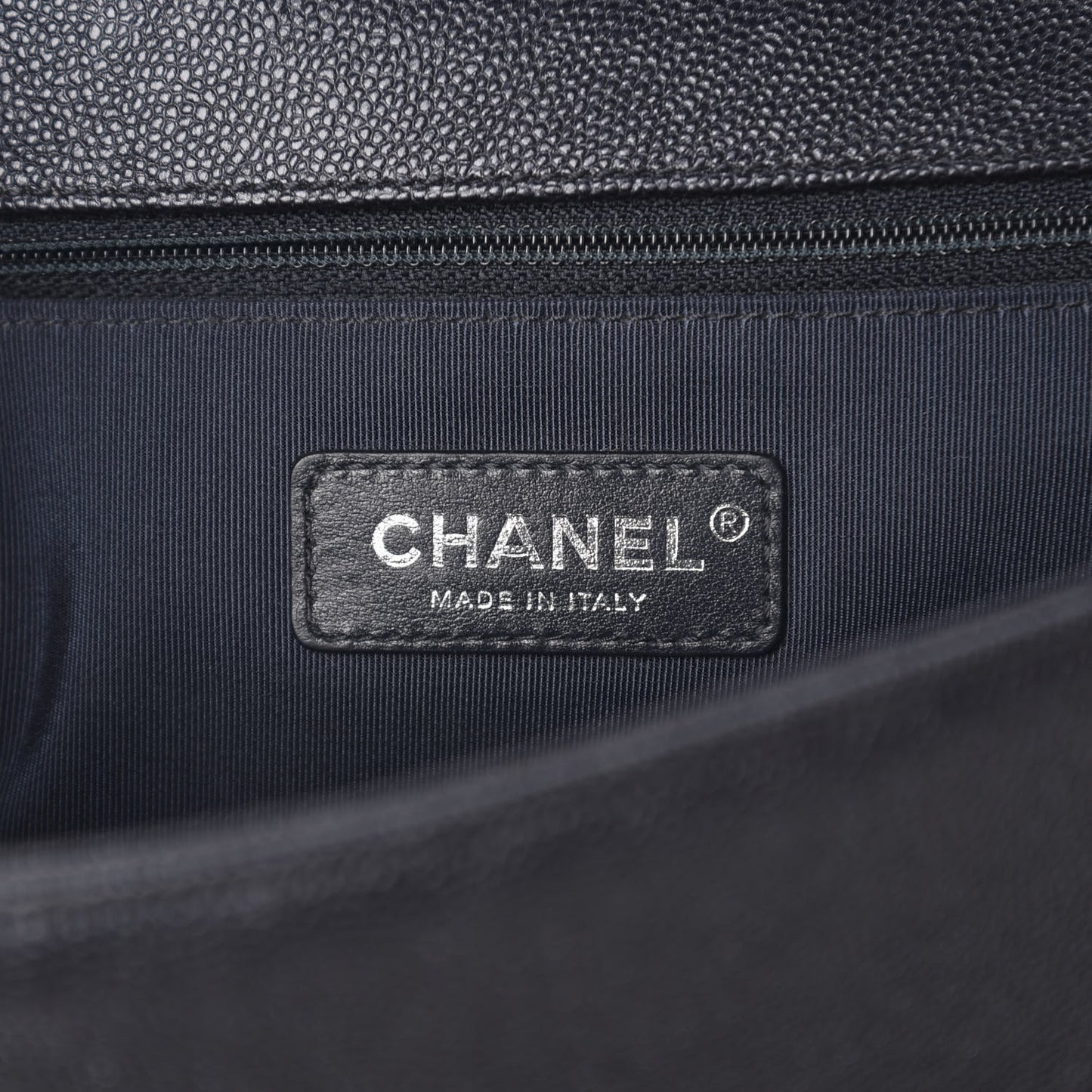 Caviar Chevron Quilted New Medium Boy Flap Dark Navy Blue