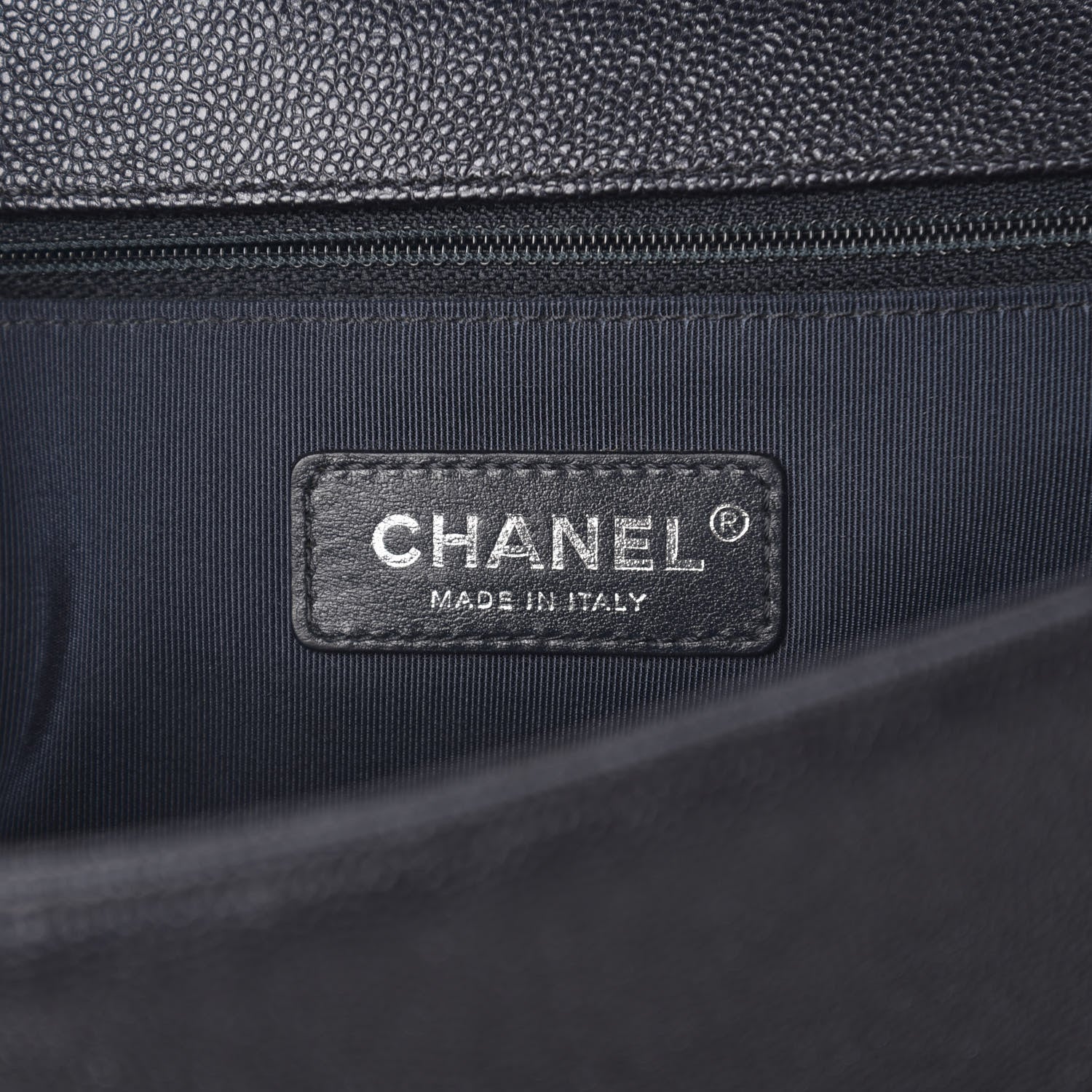 Chanel Caviar Chevron Quilted New Medium Boy Flap Dark Navy Blue 5 of 10