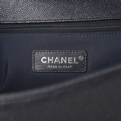 Chanel Caviar Chevron Quilted New Medium Boy Flap Dark Navy Blue 5 of 10