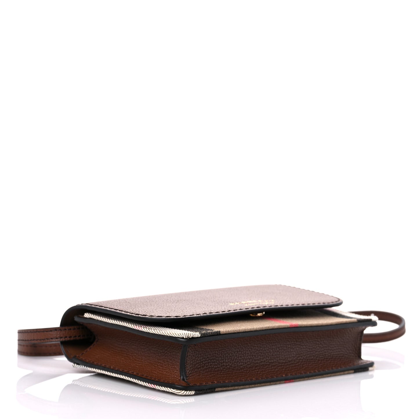 Grained Calfskin House Check Tartan Mix Hampshire Wallet On Chain Tan