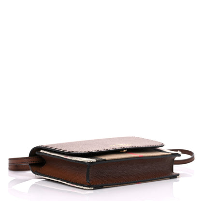Burberry Grained Calfskin House Check Tartan Mix Hampshire Wallet On Chain Tan 4 of 11
