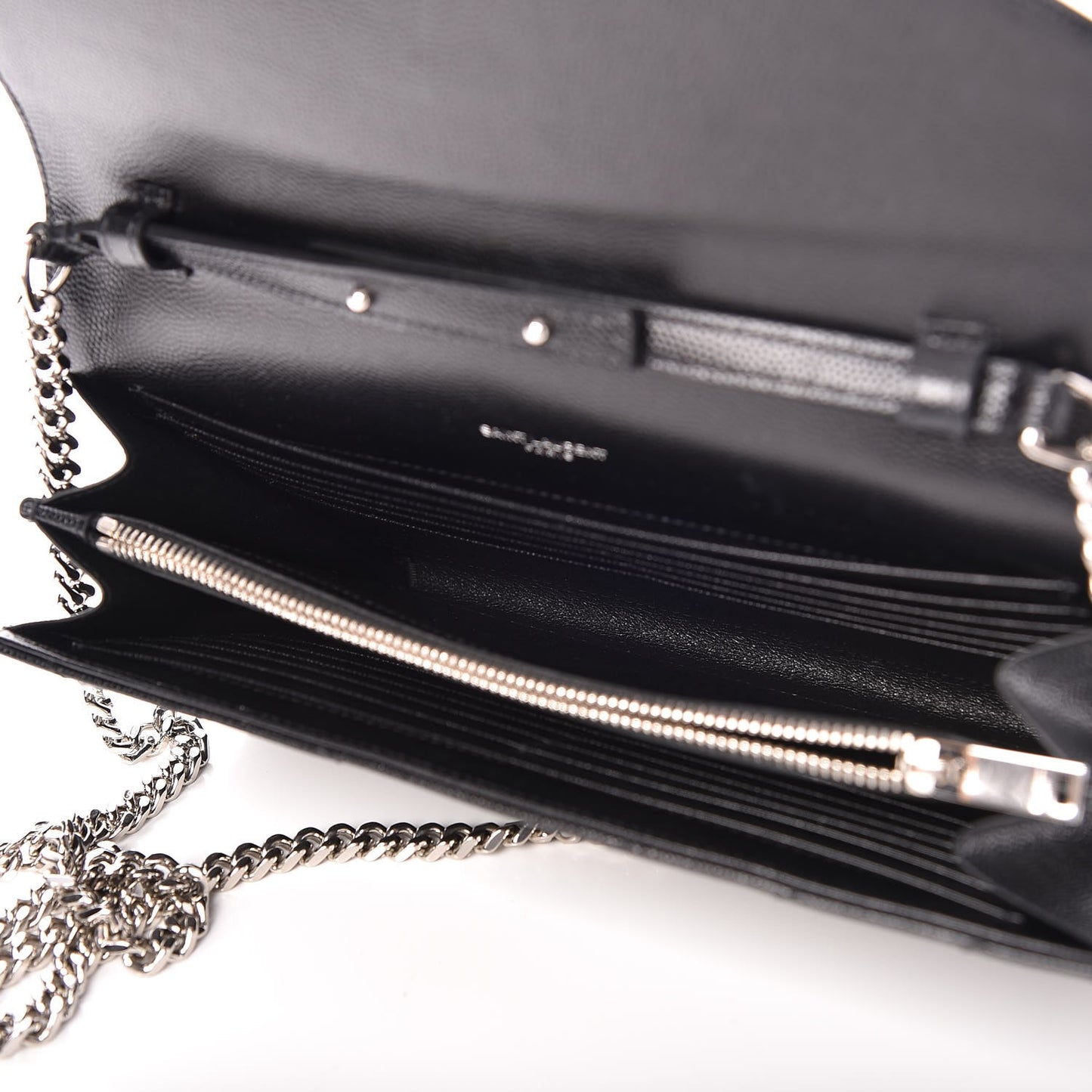 Grain De Poudre Matelasse Chevron Monogram Chain Wallet Black