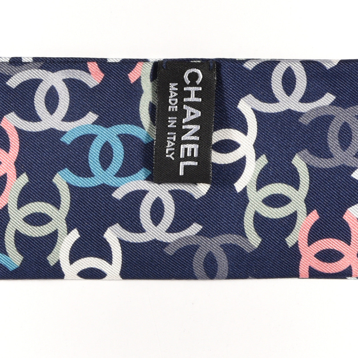 Chanel Silk CC Slim Bandeau Scarf Navy Multicolor 4 of 4
