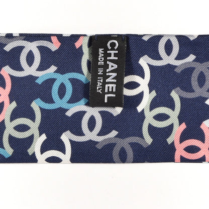 Chanel Silk CC Slim Bandeau Scarf Navy Multicolor 4 of 4