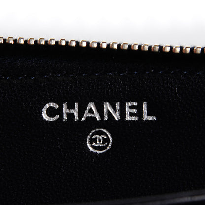 Chanel Lambskin Quilted Zip Around Card Holder Dark Navy Blue 6 of 8