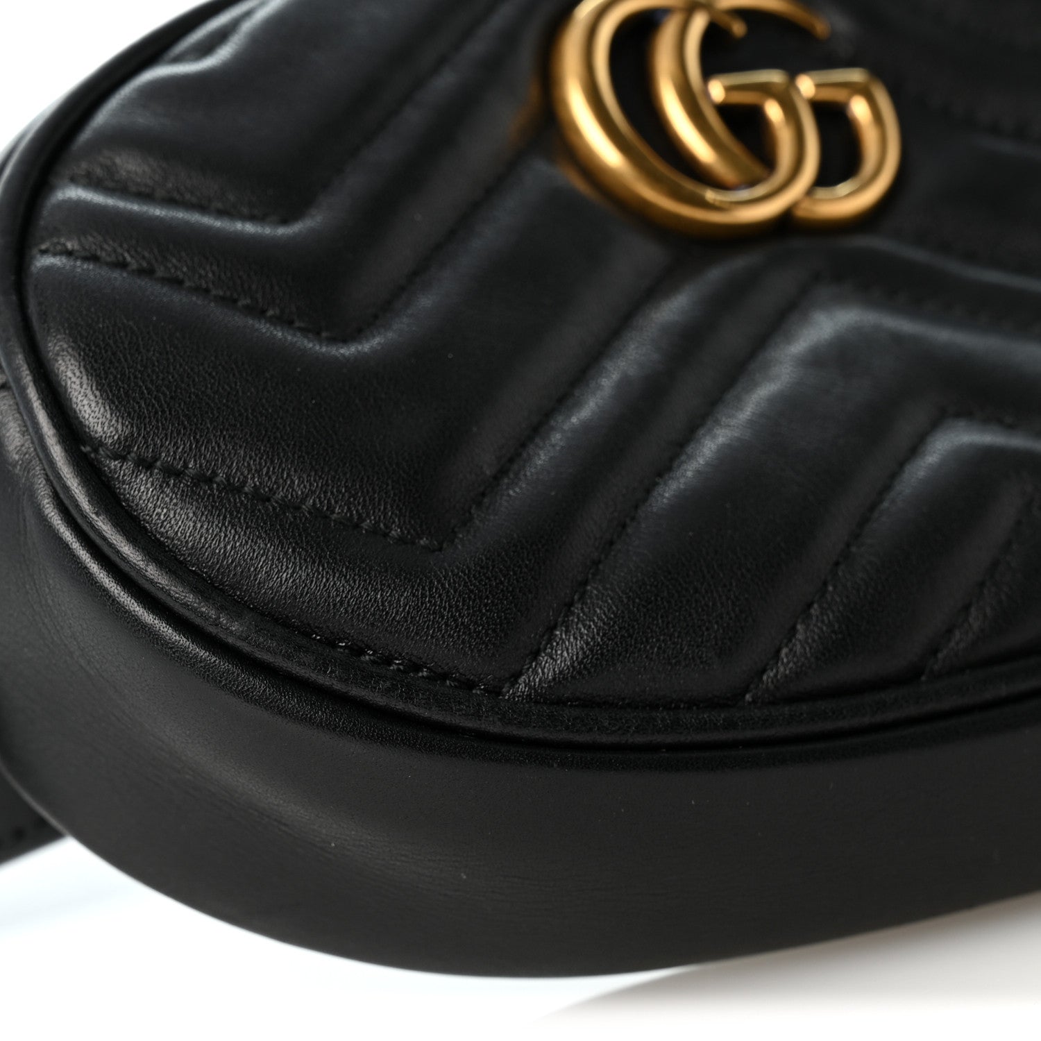 Gucci Calfskin Matelasse GG Marmont Belt Bag 85 34 Black 8 of 11