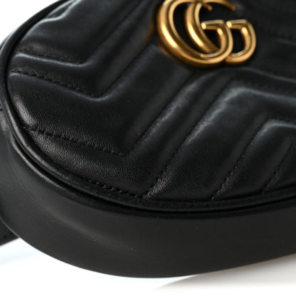 Gucci Calfskin Matelasse GG Marmont Belt Bag 85 34 Black 8 of 11