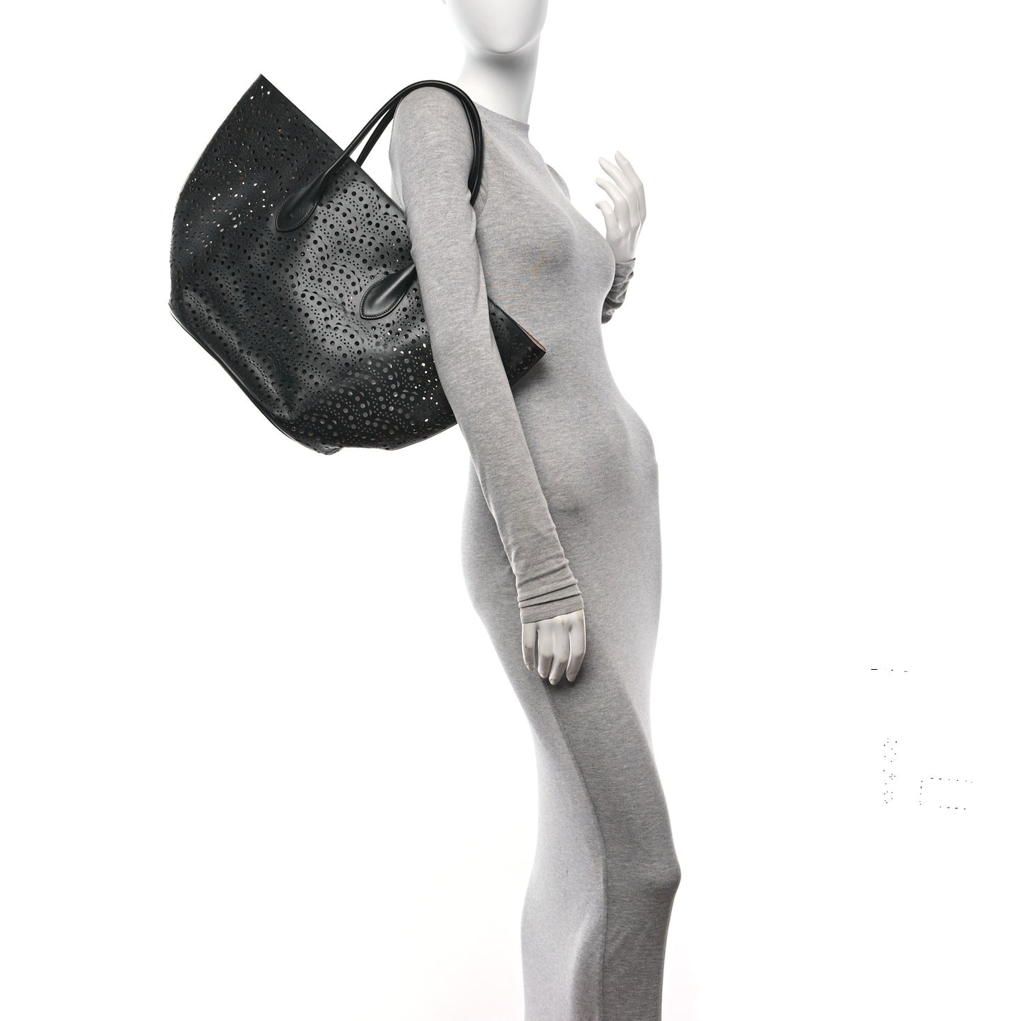 Calfskin Laser Cut Tote Black