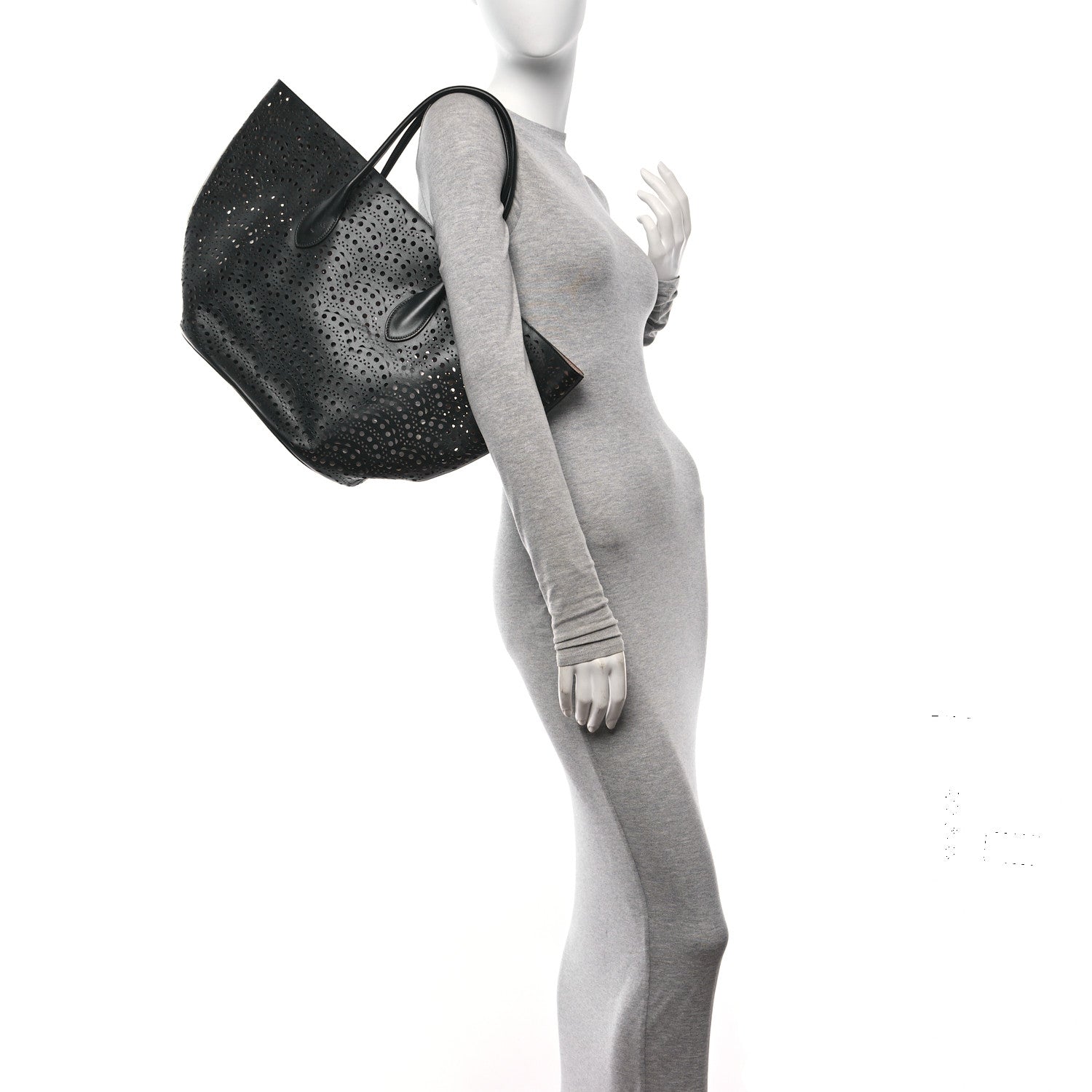 Alaia Calfskin Laser Cut Tote Black 2 of 11