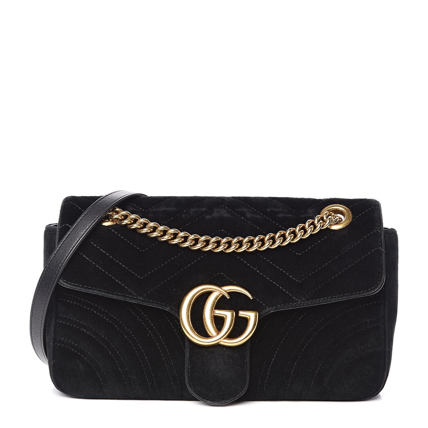 Velvet Matelasse Small GG Marmont Shoulder Bag Black