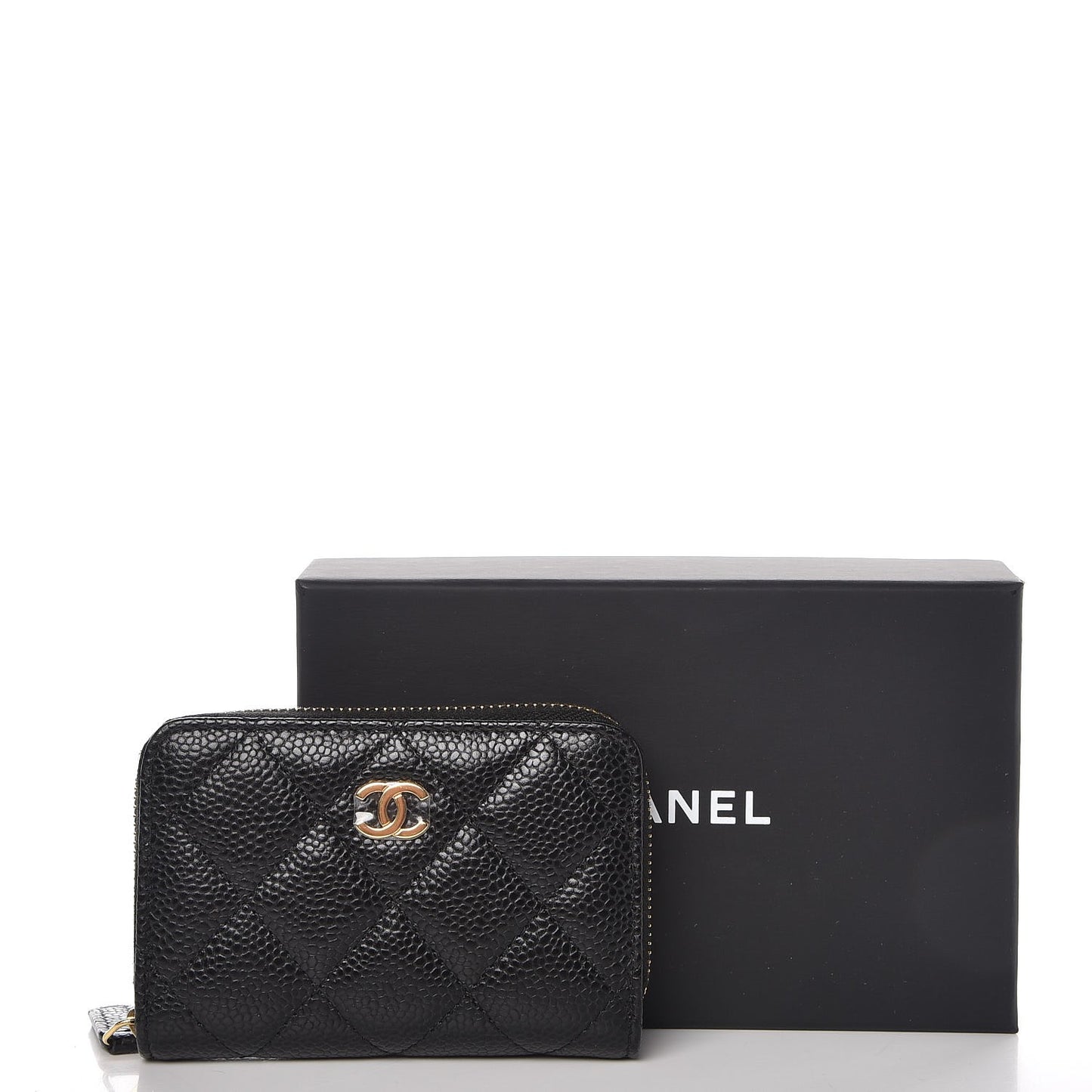 Caviar Quilted Zip Coin Purse Black